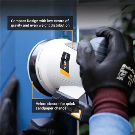 Batavia B.V. 18V Cordless Orbital Sander 125mm; Compact and balanced design for precise sanding - Image 5