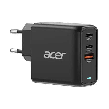 Acer 67W PD GaN Charger, 2 x USB C and 1 x USB A, EU Plug, 100W USB C cable, Retail Pack - Image 1