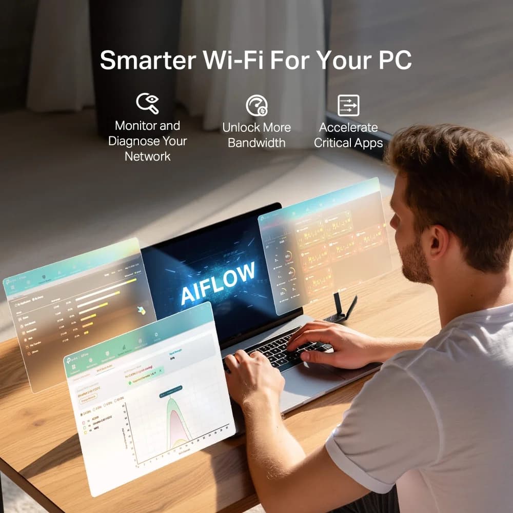 TP-LINK BE6500 Tri-Band Wi-Fi 7 High Gain Wireless USB Adapter Archer TBE400U Plus 2.4 GHz, 5 GHz, 6 GHz 802.11ax MU-MiMO No no PoE Antenna type High-Gain Tri-Band - Image 7