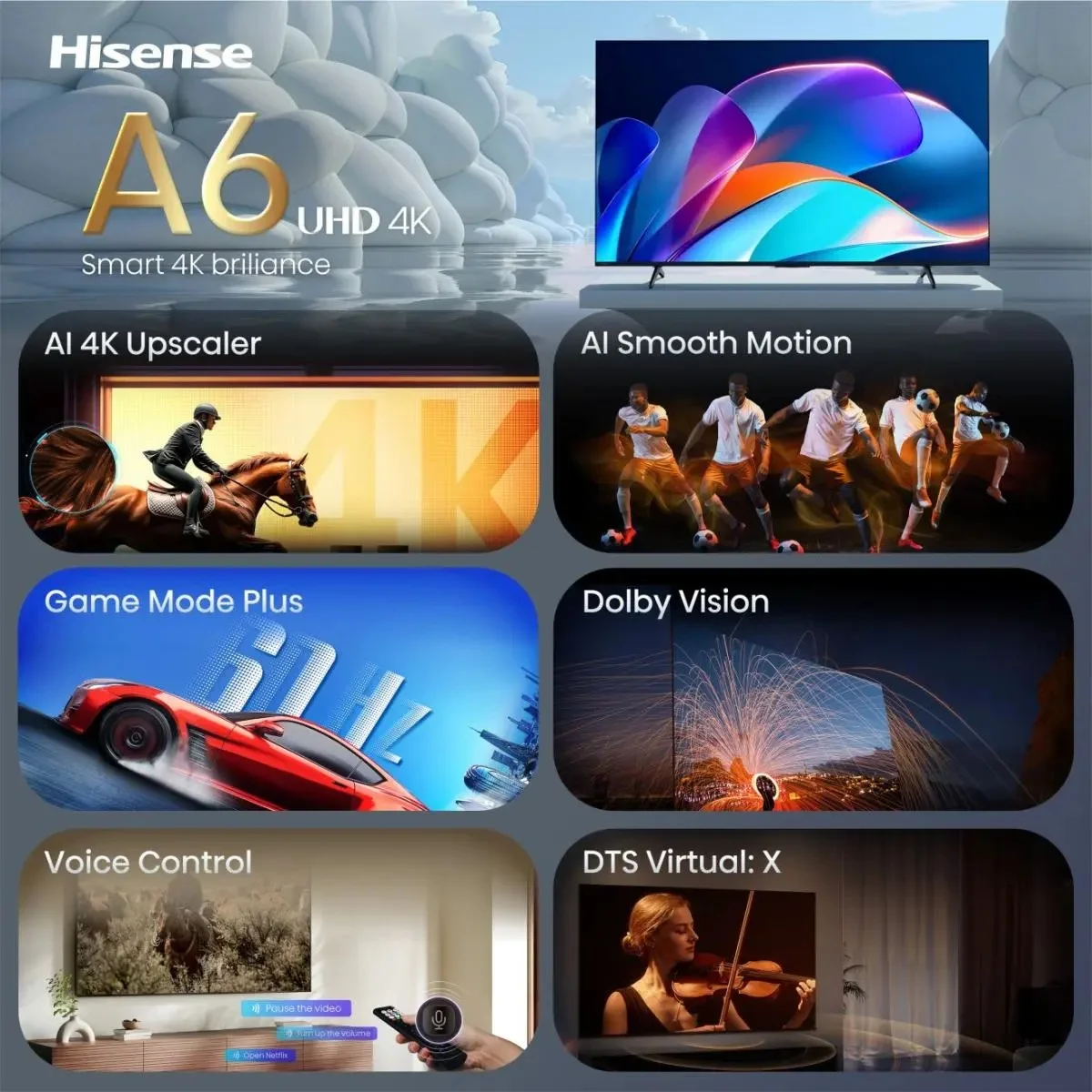 Hisense TV 43A6S 43" Smart TV VIDAA OS UHD Black - Image 10
