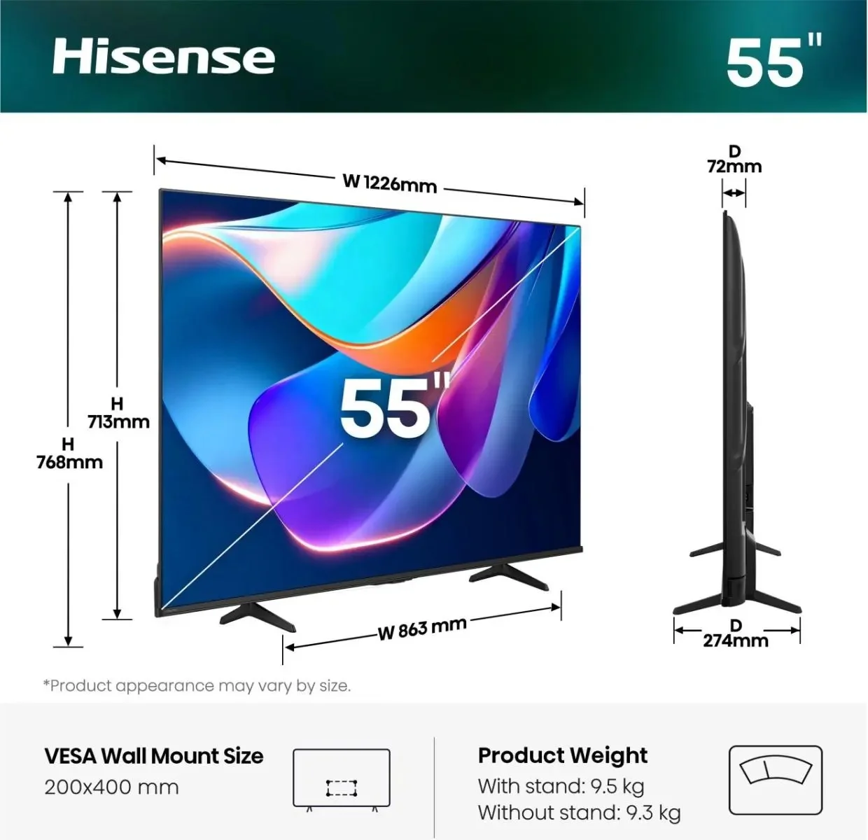 Hisense TV 55A6S 55 Smart TV VIDAA Smart OS UHD Black - Image 3