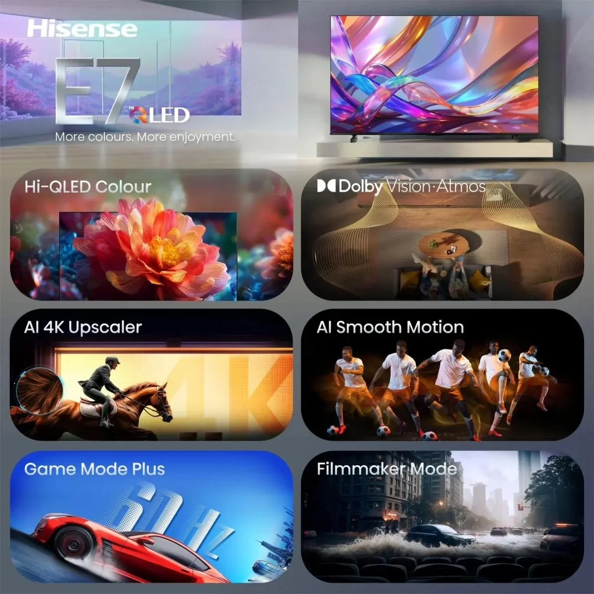 Hisense TV 55E7S 55 Smart TV VIDAA Smart OS UHD Black - Image 9