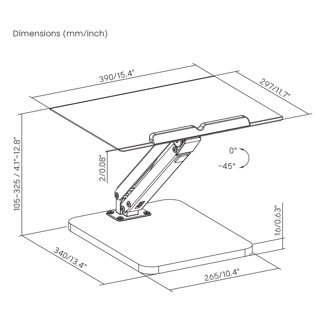 Maclean desk stand for monitor or laptop, gas spring, for standing and sitting work, black, MC-493 - Image 2