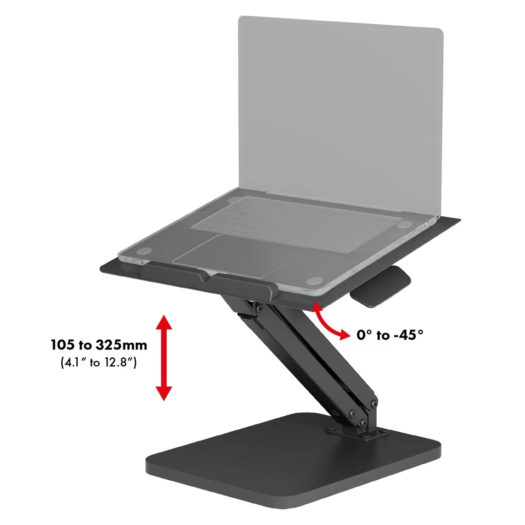 Maclean desk stand for monitor or laptop, gas spring, for standing and sitting work, black, MC-493 - Image 3