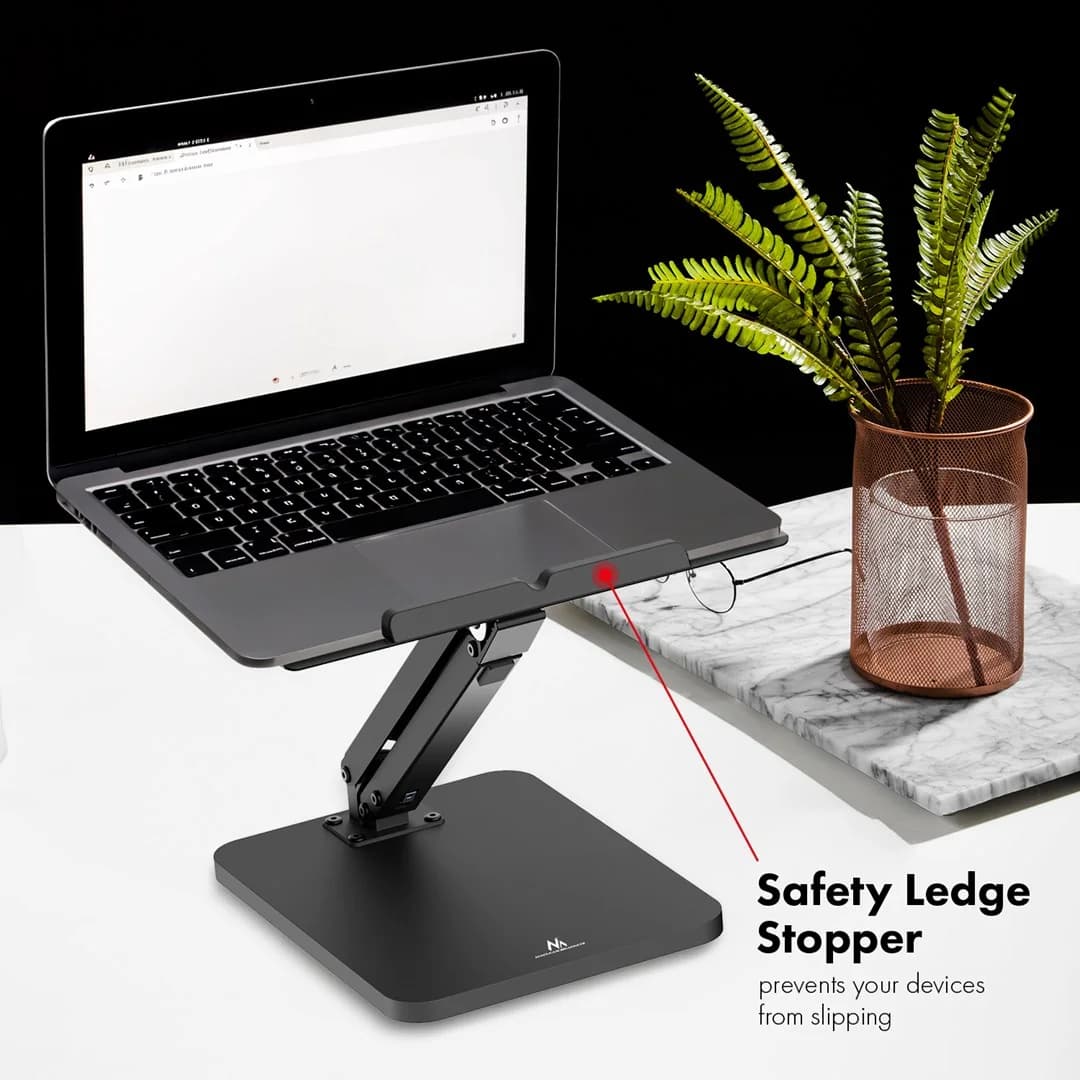 Maclean desk stand for monitor or laptop, gas spring, for standing and sitting work, black, MC-493 - Image 5