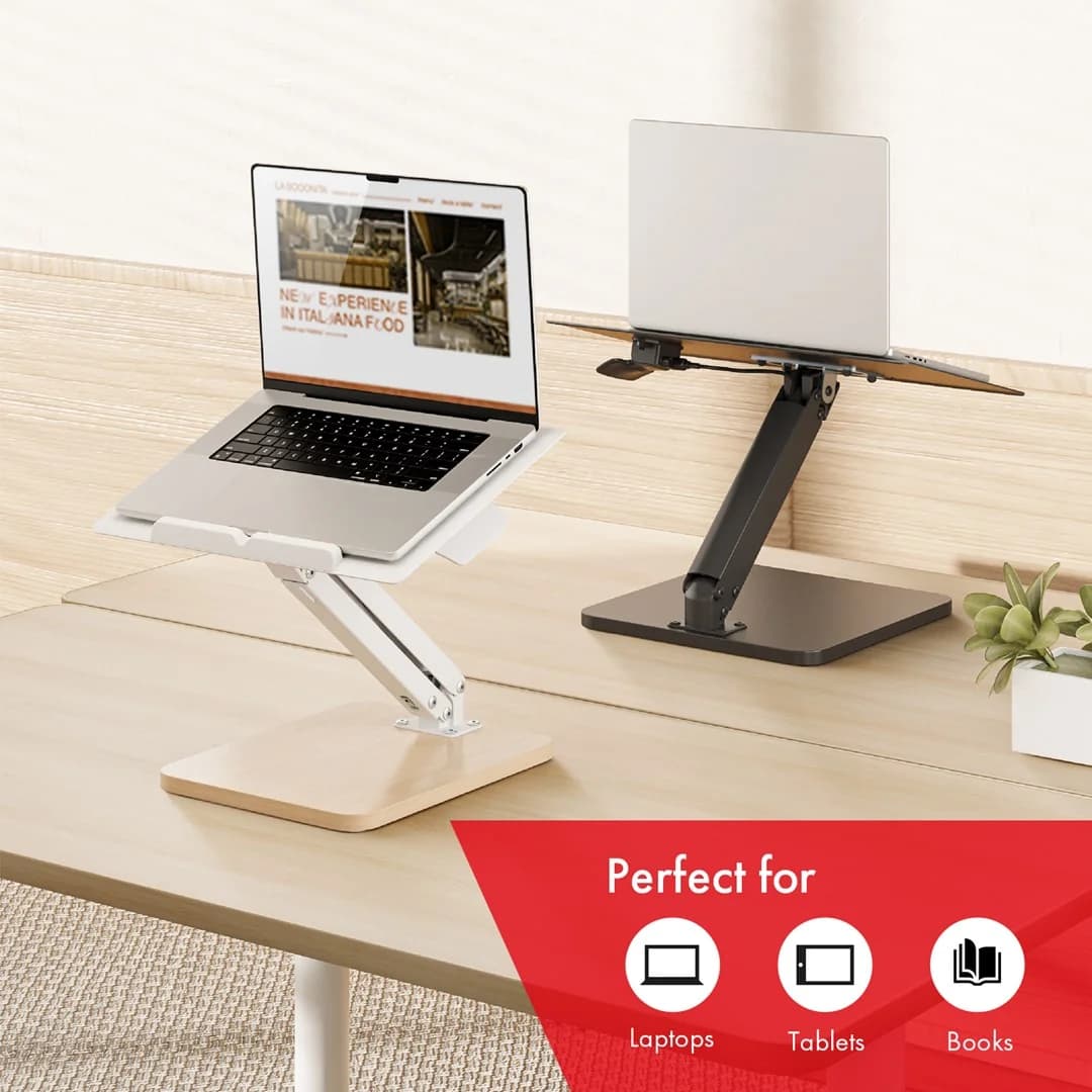 Maclean desk stand for monitor or laptop, gas spring, for standing and sitting work, black, MC-493 - Image 7