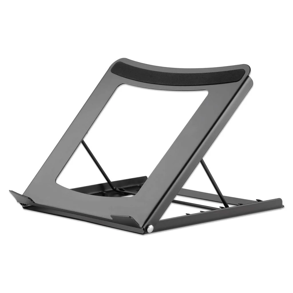 Manhattan Laptop and Tablet Stand, Adjustable (5 positions), Suitable for all tablets and laptops up to 15.6", Portable and Lightweight, Steel, Black, Lifetime Warranty - Image 1