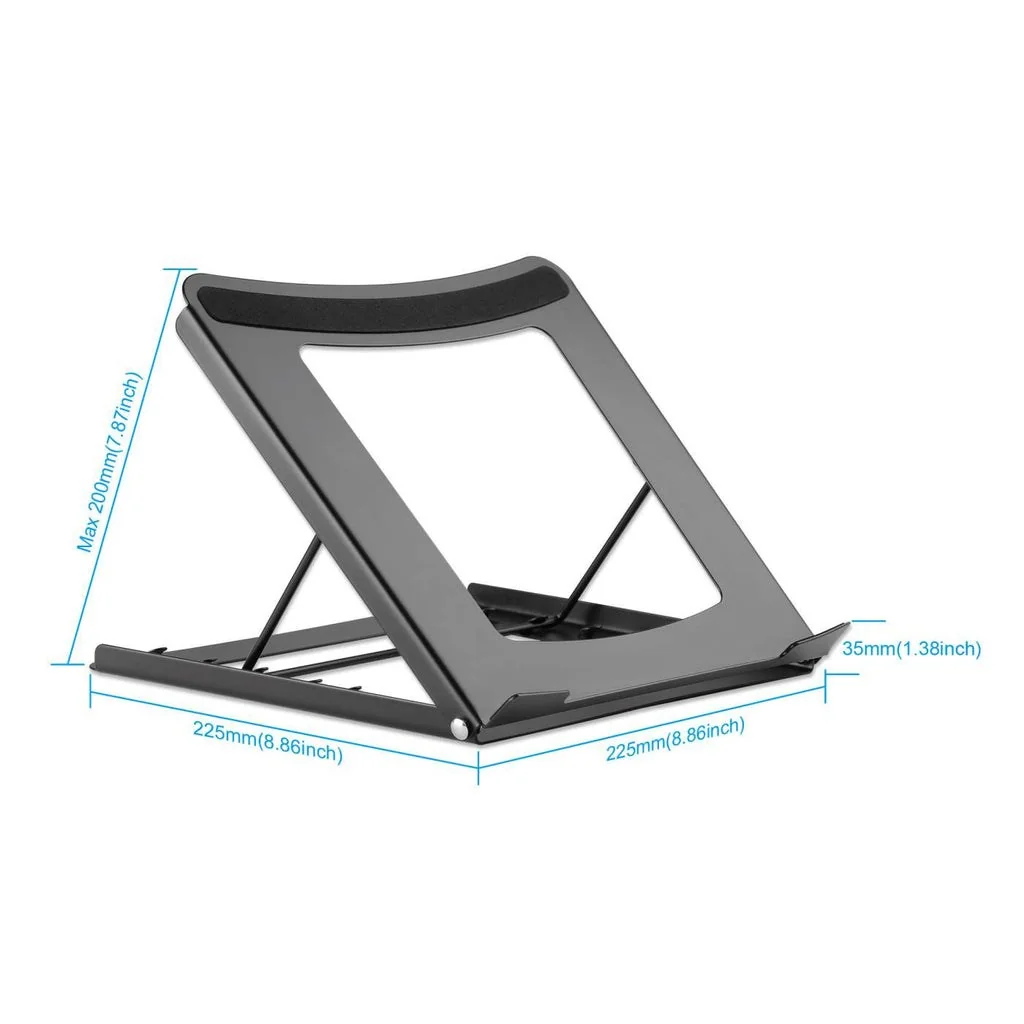 Manhattan Laptop and Tablet Stand, Adjustable (5 positions), Suitable for all tablets and laptops up to 15.6", Portable and Lightweight, Steel, Black, Lifetime Warranty - Image 2