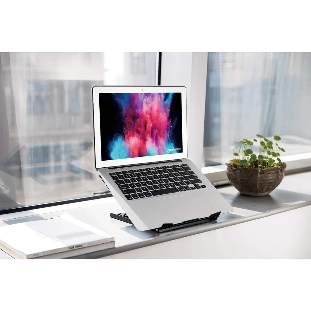 Manhattan Laptop and Tablet Stand, Adjustable (5 positions), Suitable for all tablets and laptops up to 15.6", Portable and Lightweight, Steel, Black, Lifetime Warranty - Image 8