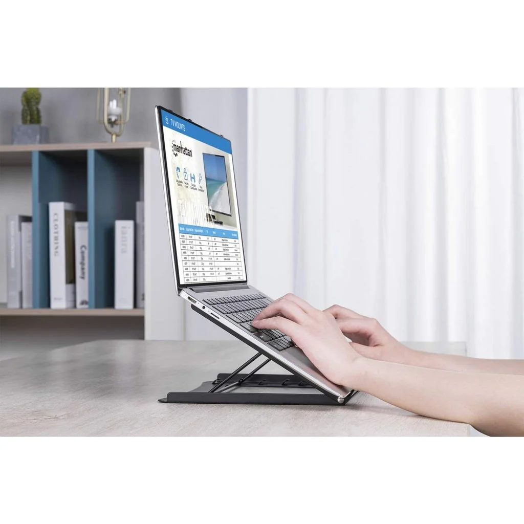 Manhattan Laptop and Tablet Stand, Adjustable (5 positions), Suitable for all tablets and laptops up to 15.6", Portable and Lightweight, Steel, Black, Lifetime Warranty - Image 9