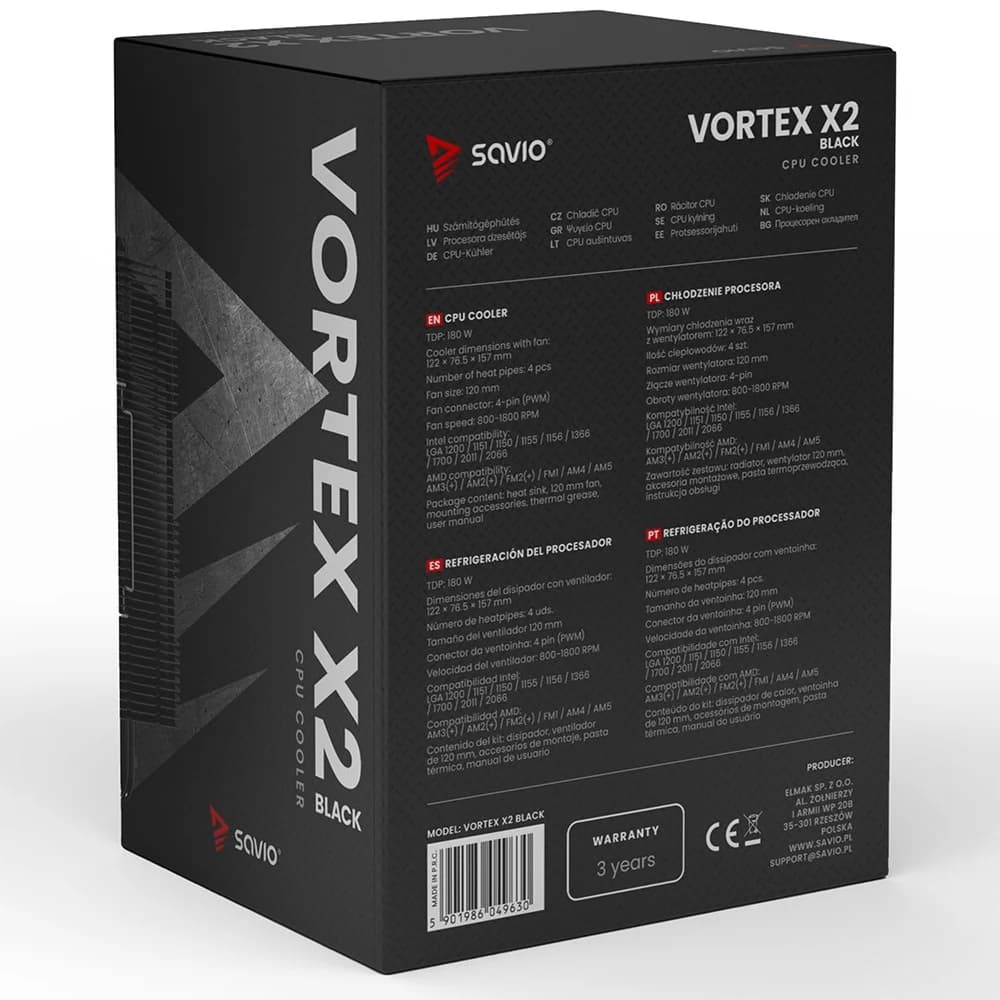 SAVIO VORTEX X2 BLACK CPU Cooler - Image 8