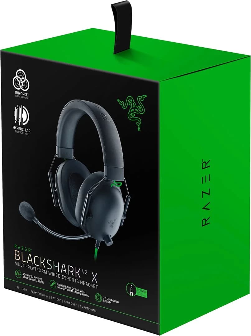 Razer Blackshark V2 X Headset Wired Head-band Gaming Black, Green - Image 7