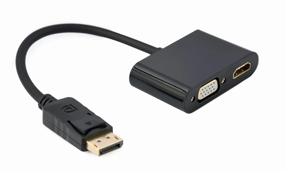 Gembird A-DPM-HDMIFVGAF-01 DisplayPort male to HDMI female + VGA female adapter cable, black - Image 1