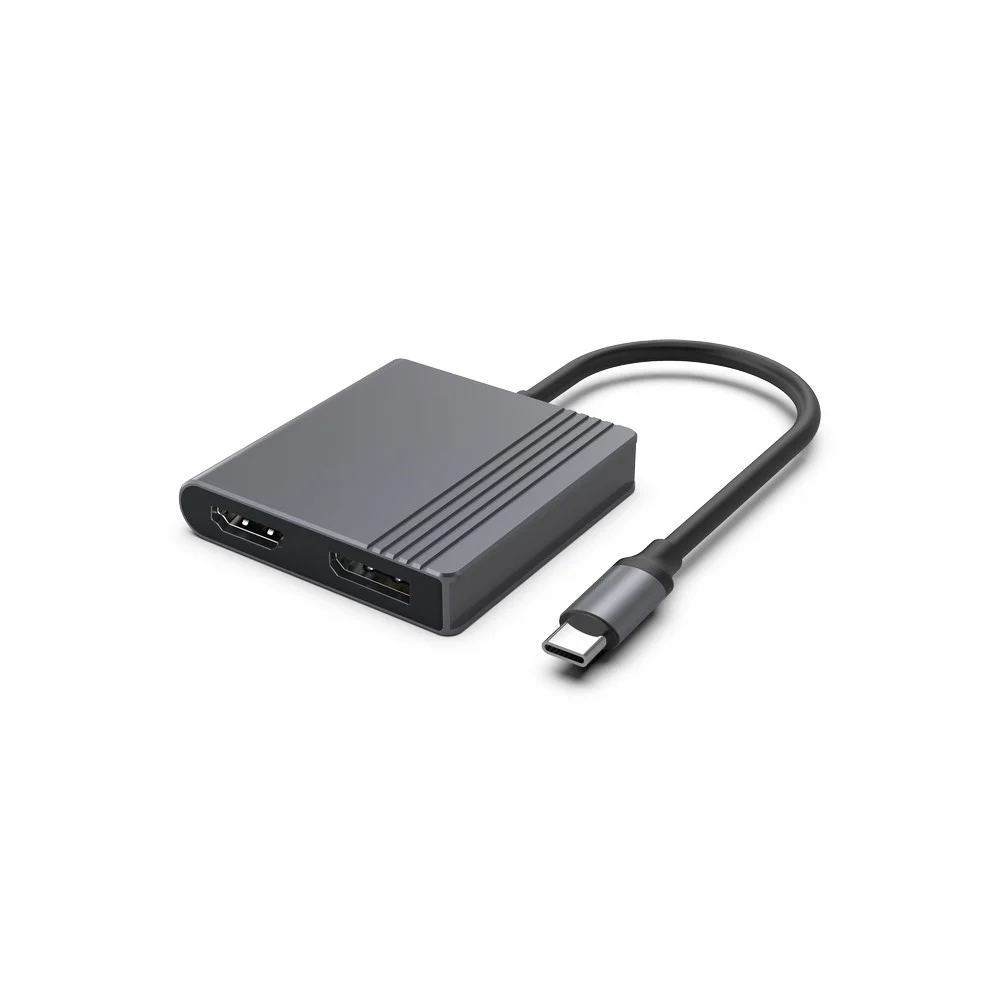 Gembird A-CM-HDMIFDPF-01 USB-C to HDMI + DP adapter, 4K 60Hz, black - Image 1