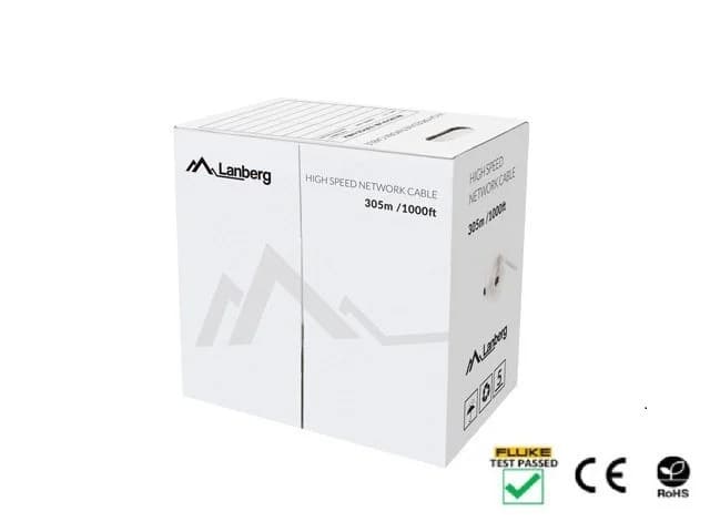 LANBERG CABLE UTP CAT.5E 305M WIRE CU YELLOW FLUKE - Image 1