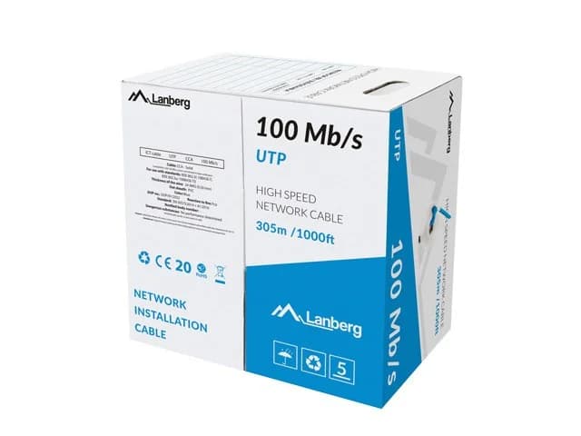 LANBERG LAN UTP CABLE 100MB/S 305M WIRE CCA BLUE - Image 1