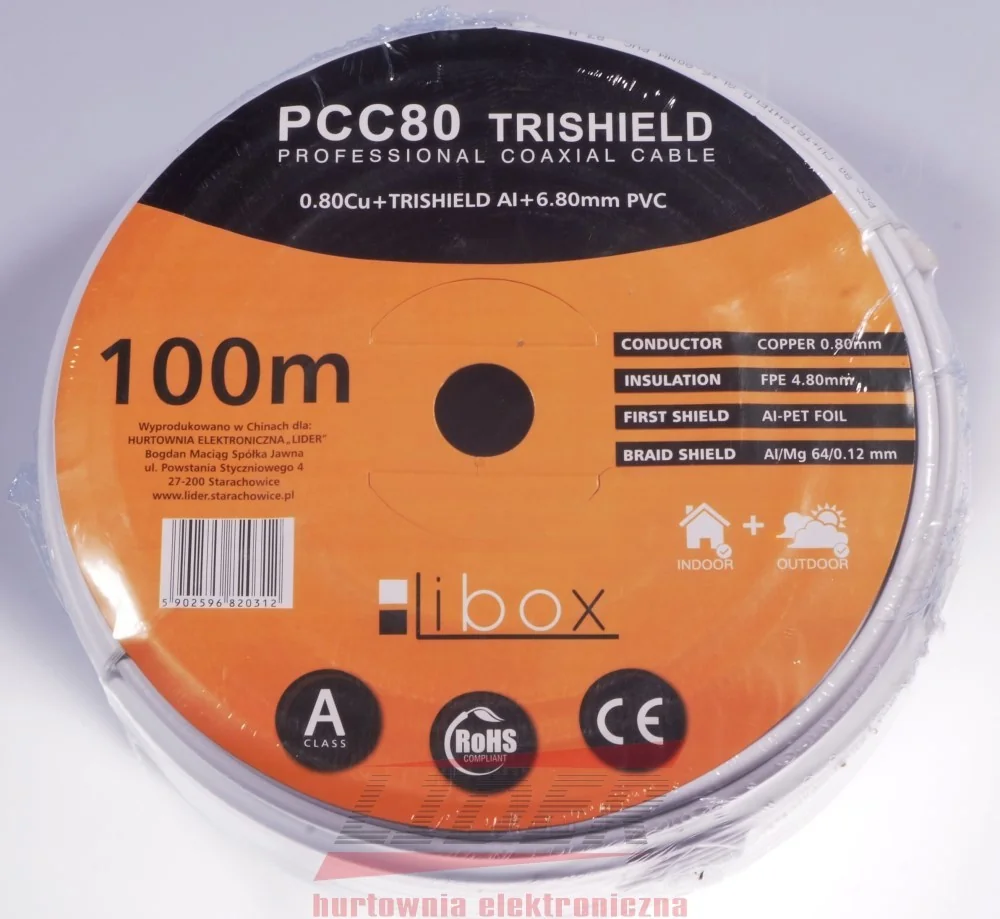 Libox Kabel koncentryczny PCC80 100m coaxial cable RG-6/U White - Image 5