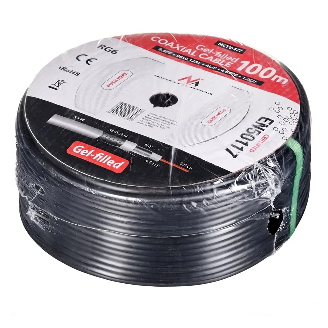 Maclean MCTV-477 coaxial cable 100 m Black - Image 1