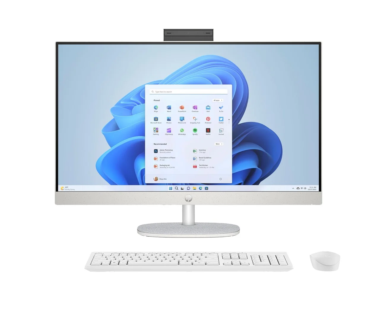 HP 27-cr0232nw AMD Ryzen™ 5 7520U 68.6 cm (27") 1920 x 1080 px All-in-One PC 16 GB LPDDR5-SDRAM 512 GB SSD Windows 11 Home Wi-Fi 6 (802.11ax) White - Image 1