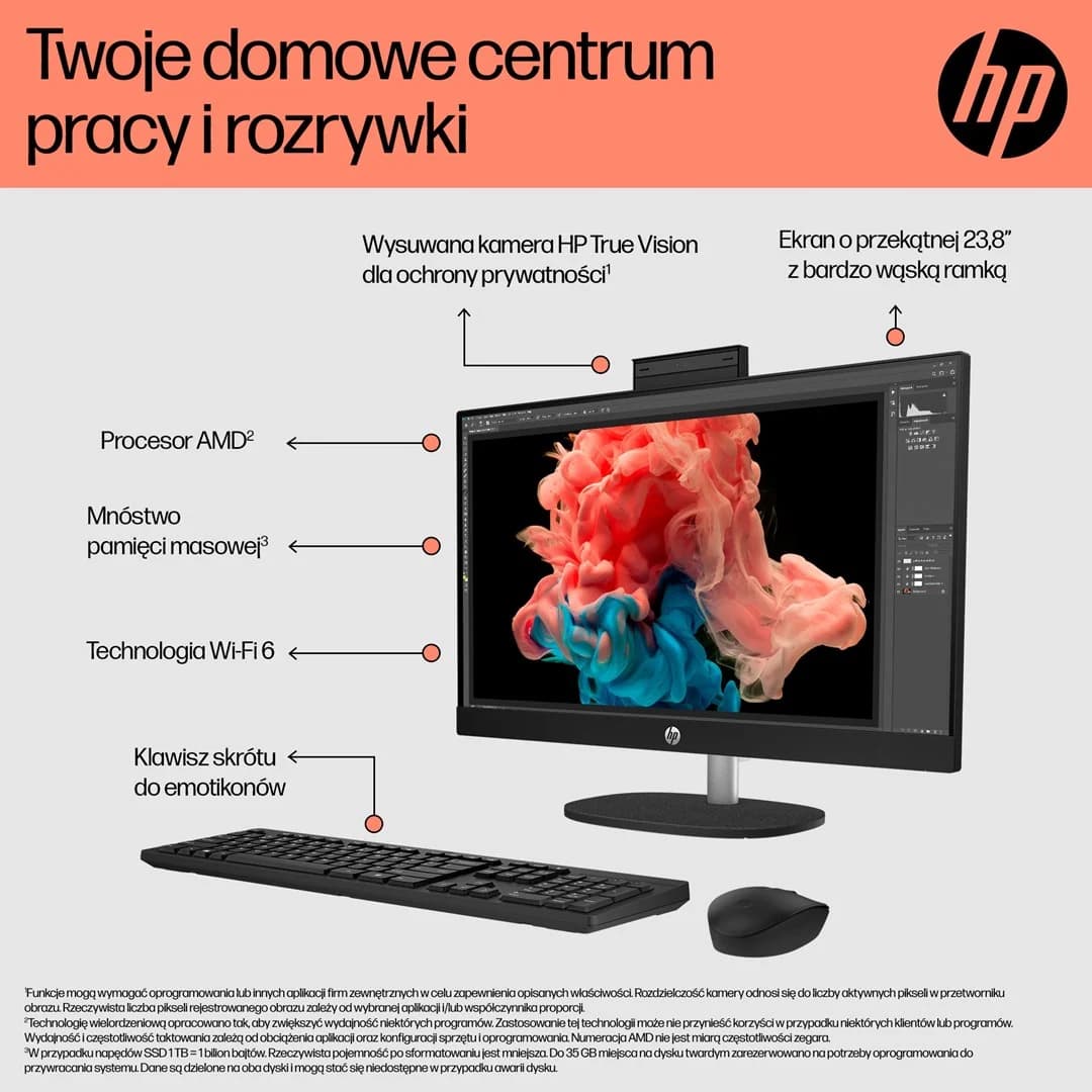 HP AIO 24-cr0184nw Ryzen 3 7320U 23.8"FHD IPS 250nits AG 16GB LPDDR5 SSD512 Radeon 610M Cam720p kB+Mouse NoOS Shell White 2Y - Image 11