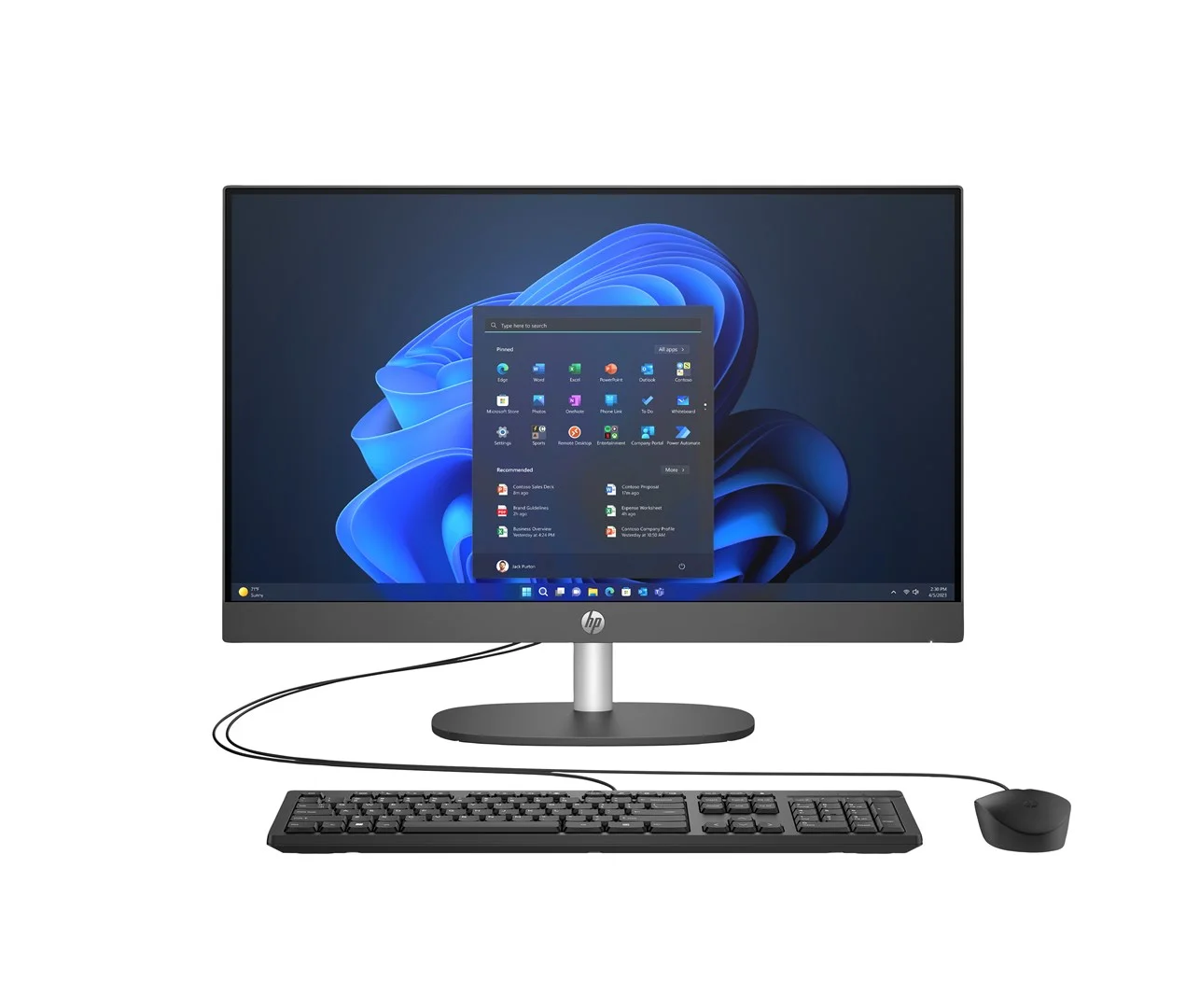 HP ProOne 245 G10 AiO Ryzen 7 77730U 23.8"FHD IPS 250nits AG 16GB DDR4 3200 SSD512 Radeon Vega 8 Kb+Mouse Cam 5Mpx + IR W11Pro Black 3Y OnSite - Image 1