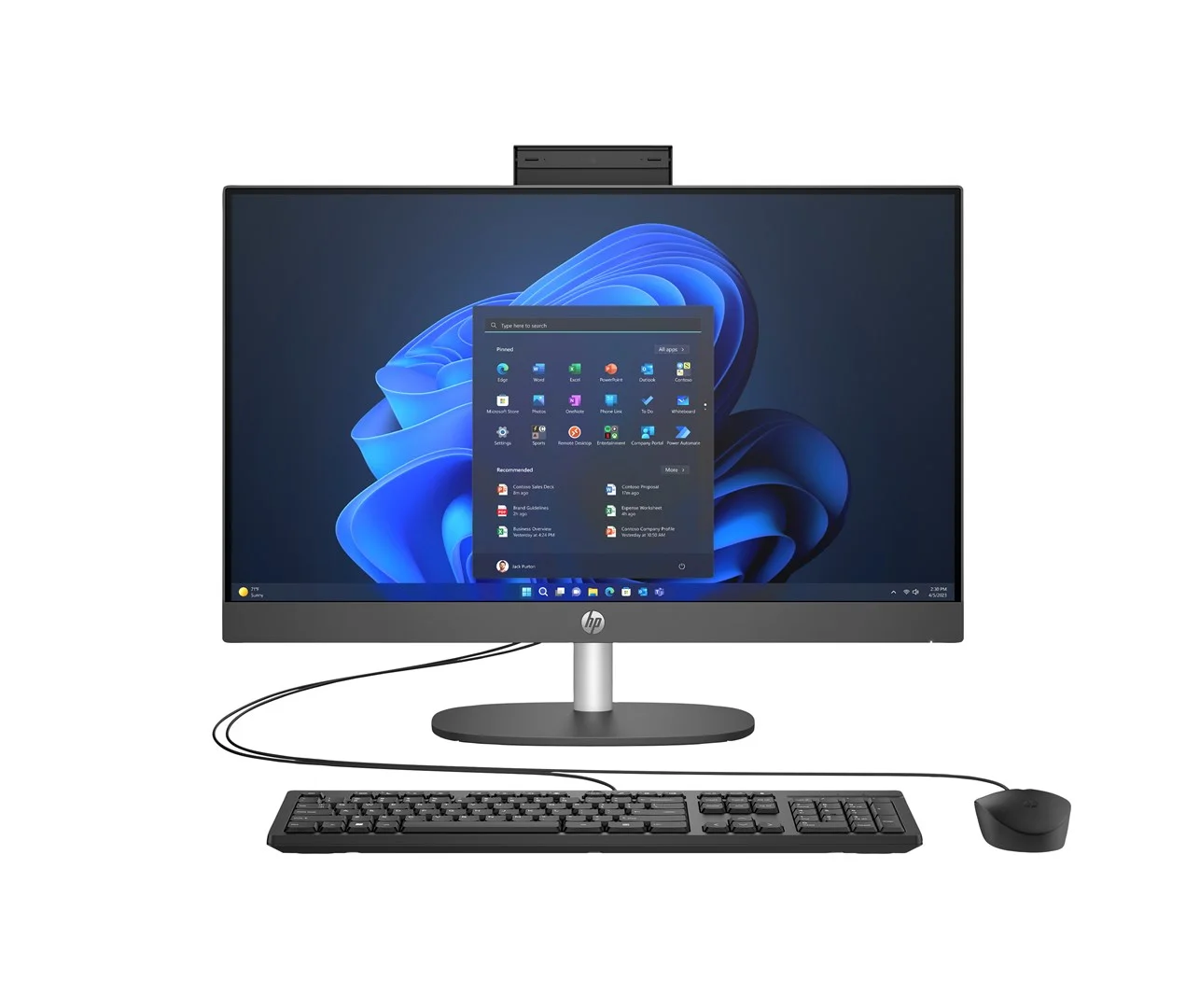 HP ProOne 245 G10 AiO Ryzen 7 77730U 23.8"FHD IPS 250nits AG 16GB DDR4 3200 SSD512 Radeon Vega 8 Kb+Mouse Cam 5Mpx + IR W11Pro White 3Y OnSite - Image 1
