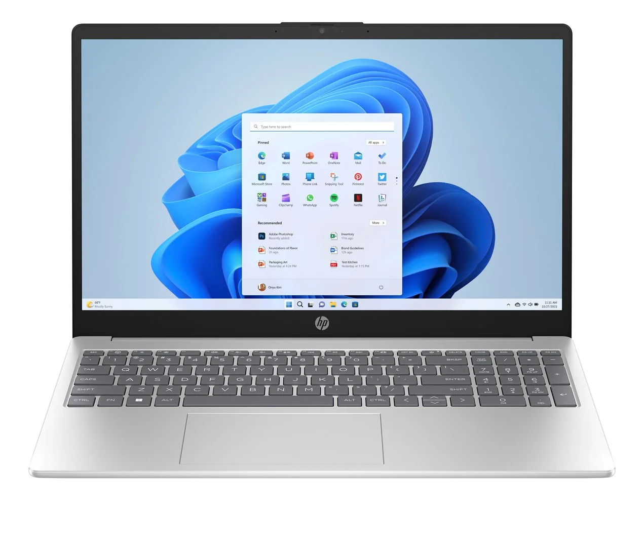 HP 15-fc0002nw Ryzen 7 5825U 15,6"FHD 300nits AG 16GB DDR4 3200 SSD512 Vega 8 Cam720p 41Wh Win11 Natural Silver 2Y - Image 1