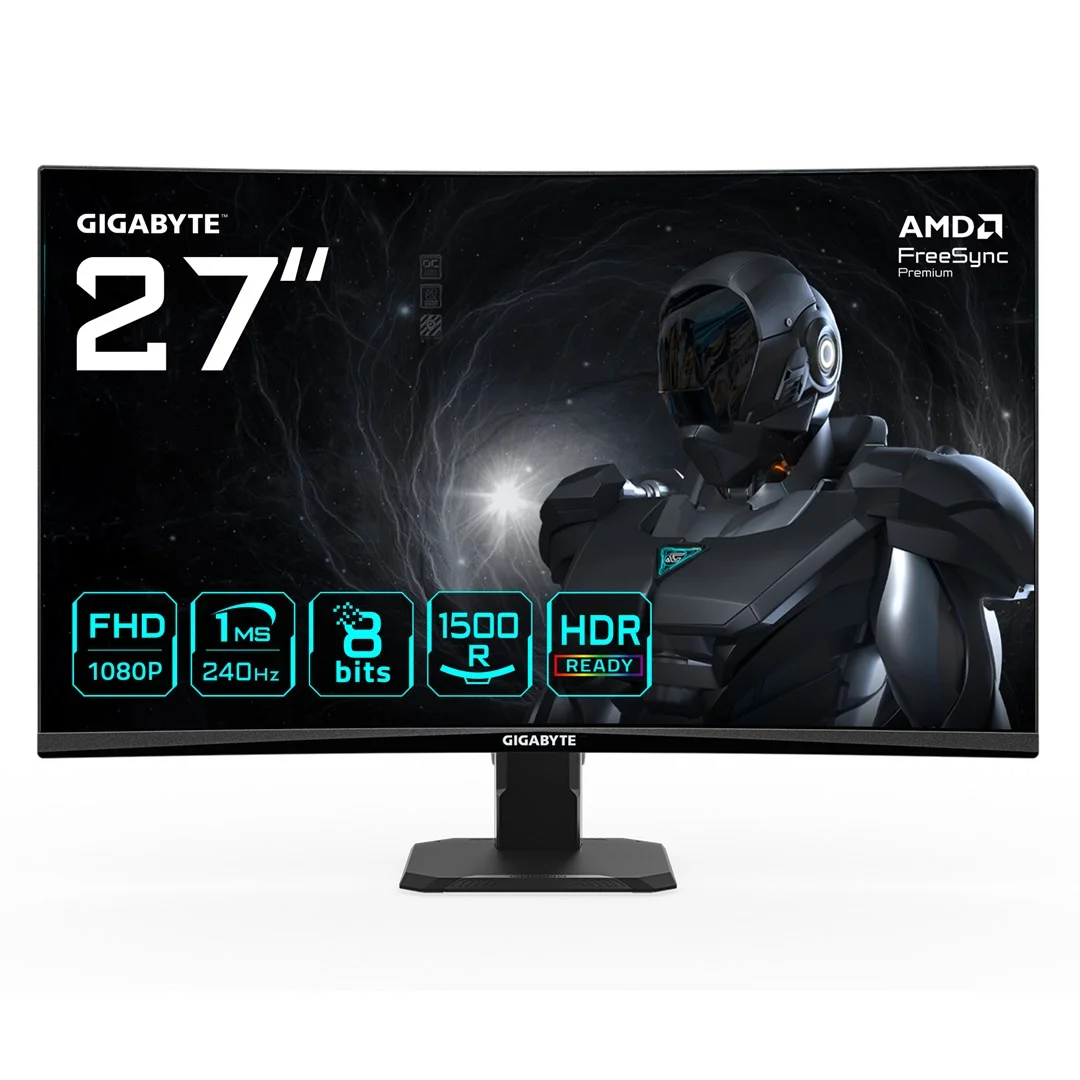 GIGABYTE GS27FC2 27" FHD Curved Gaming Monitor - 1920 x 1080, 240Hz, 1, 350 cd/m², HDR Ready, HDMI 2.0, Displayport 1.4 - Image 1