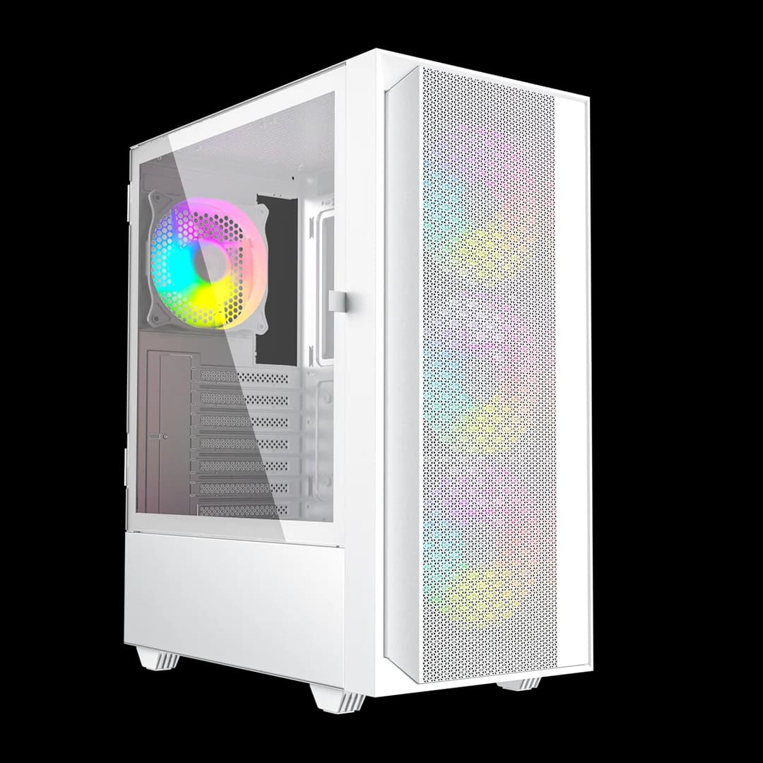 Gembird Fornax 4000W ARGB gaming ATX computer case, Midi Tower, backlight, White - Image 1