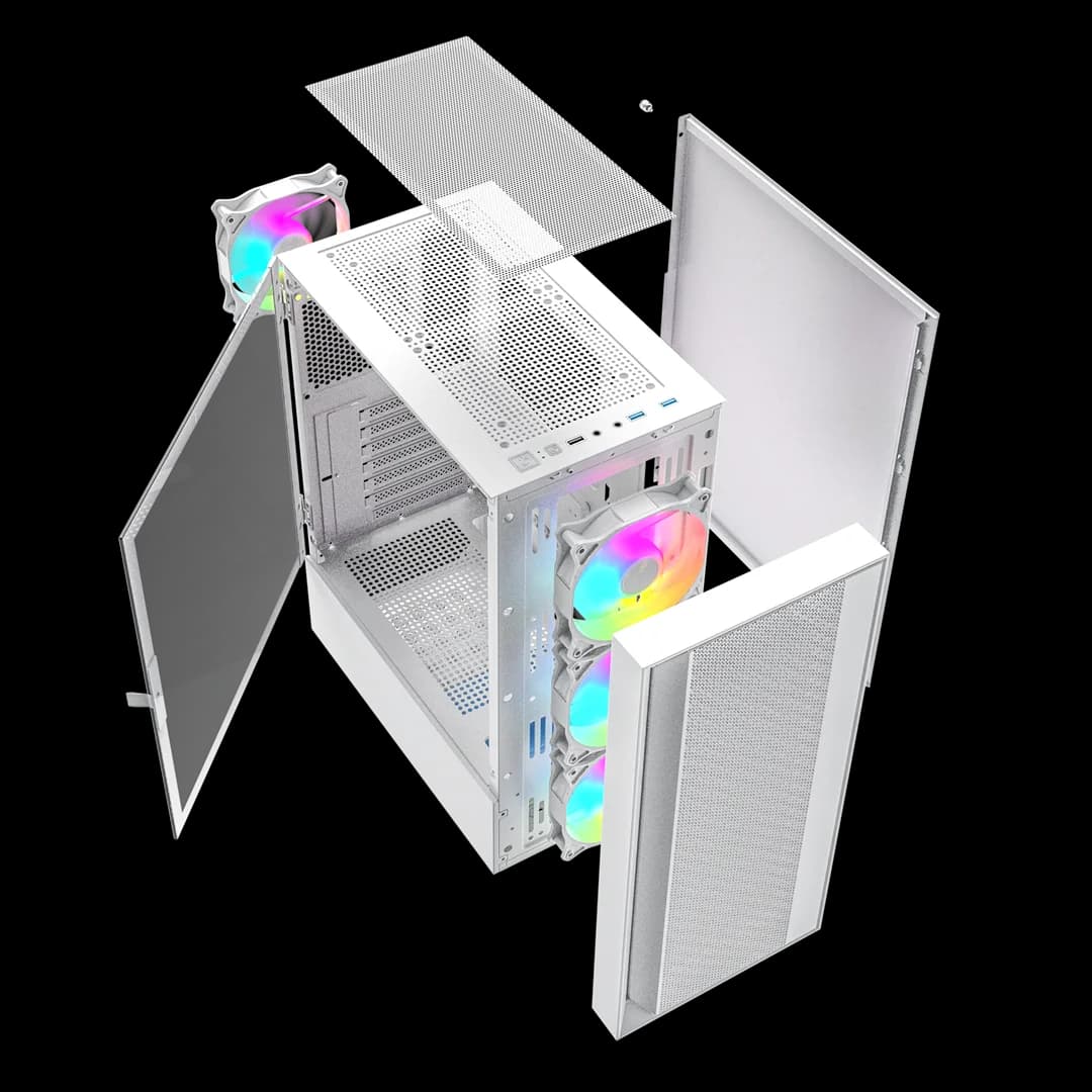 Gembird Fornax 4000W ARGB gaming ATX computer case, Midi Tower, backlight, White - Image 10