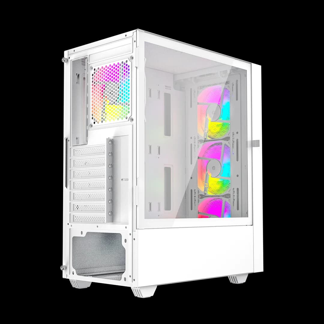 Gembird Fornax 4000W ARGB gaming ATX computer case, Midi Tower, backlight, White - Image 7