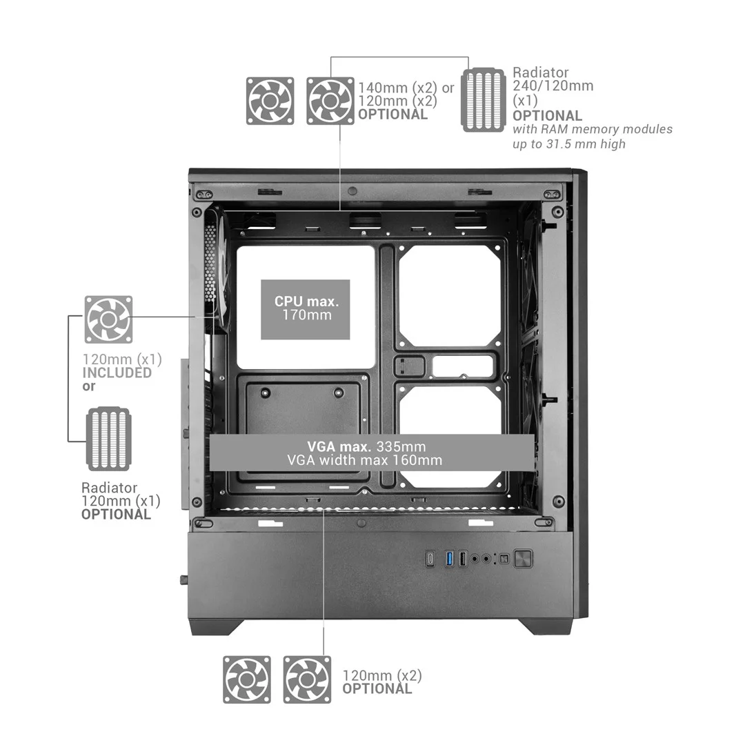 Mars Gaming MCQUANTUM computer case Midi Tower Black - Image 9
