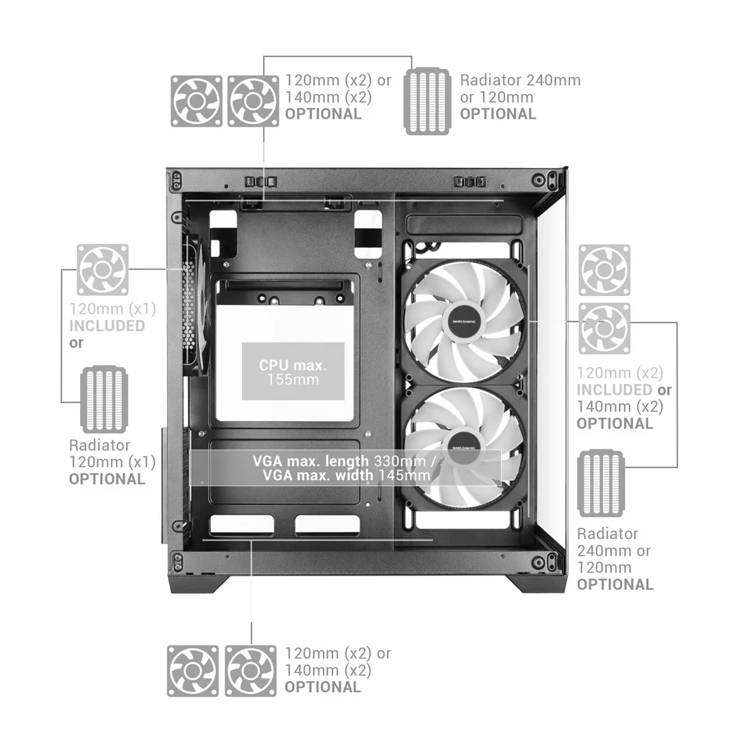 Mars Gaming MCVIEW3 computer case Mini Tower Black - Image 6