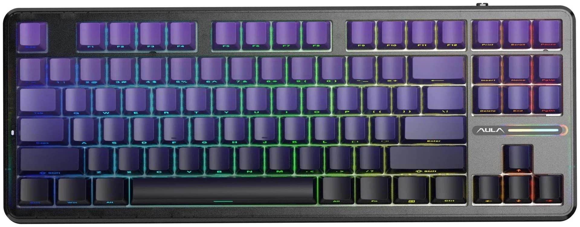 AULA Gasket F87 Pro Keyboard Black Purple GrayWoodV4 RGB - Image 1