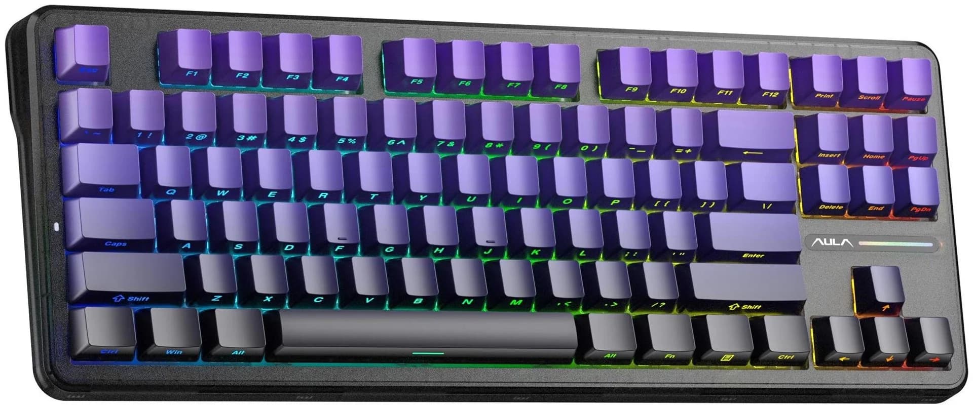 AULA Gasket F87 Pro Keyboard Black Purple GrayWoodV4 RGB - Image 2