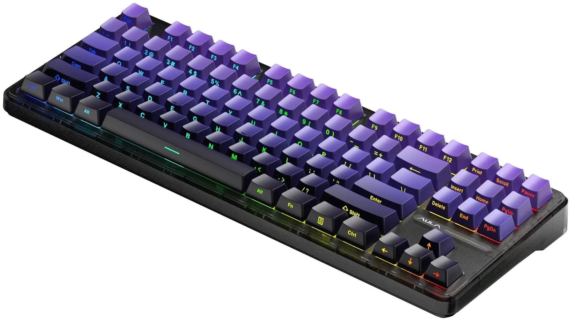 AULA Gasket F87 Pro Keyboard Black Purple GrayWoodV4 RGB - Image 4