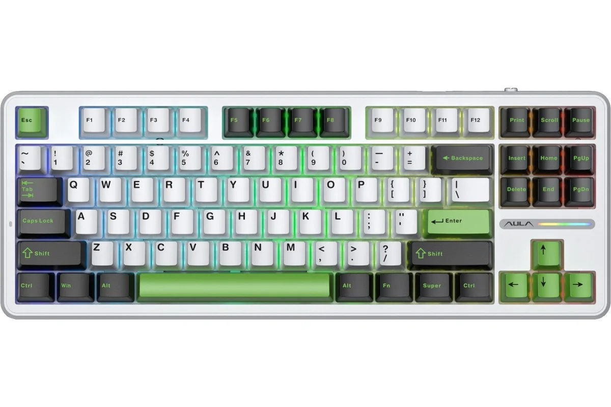 AULA Gasket F87 Thunder Black GrayWoodV3 RGB Keyboard - Image 1