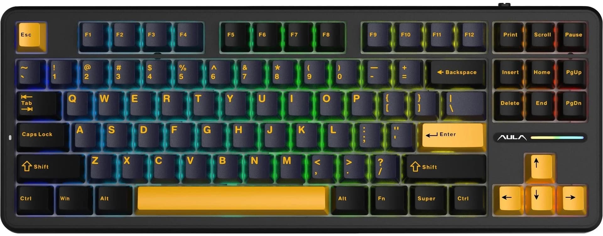 AULA Gasket F87 Thunder Black GrayWood RGB Keyboard - Image 1