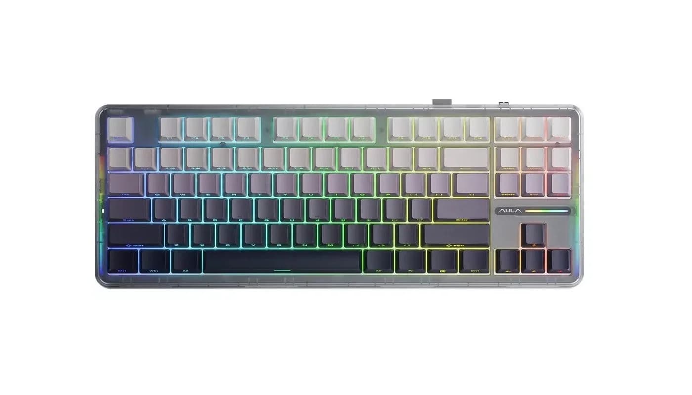 AULA Gasket F87 Gradient Grey SpaceCrystal RGB Keyboard - Image 1