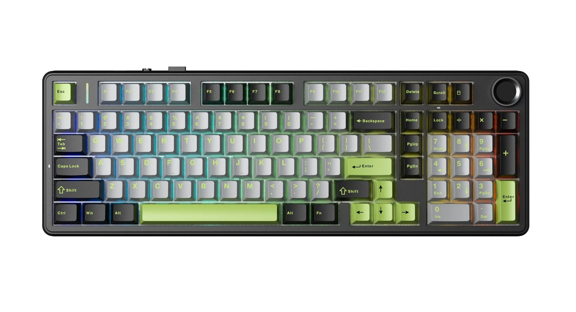 F99 Pro Black+Grey+Green GrayWood RGB AULA gasket keyboard - Image 1