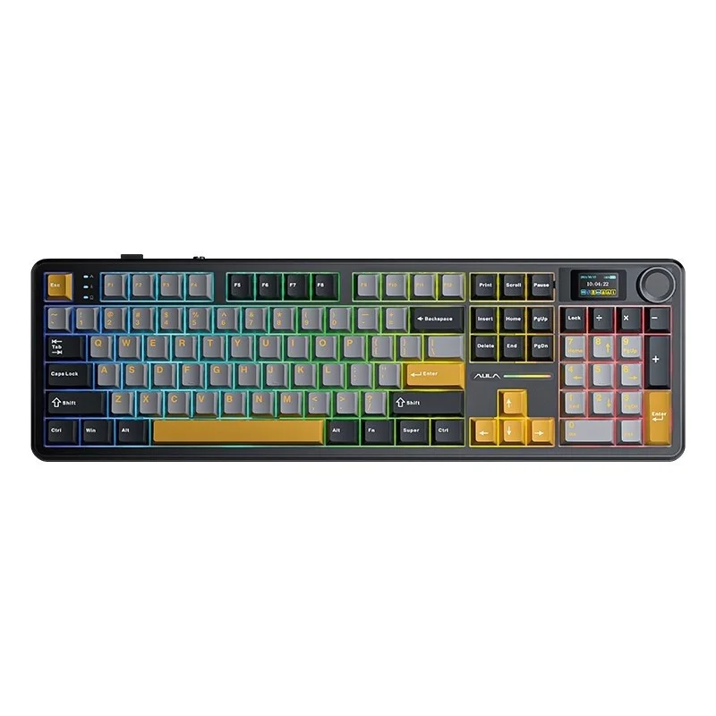 F108 Pro Gray+Orange+Deep Gray Reaper Switch RGB Keyboard by AULA - Image 1