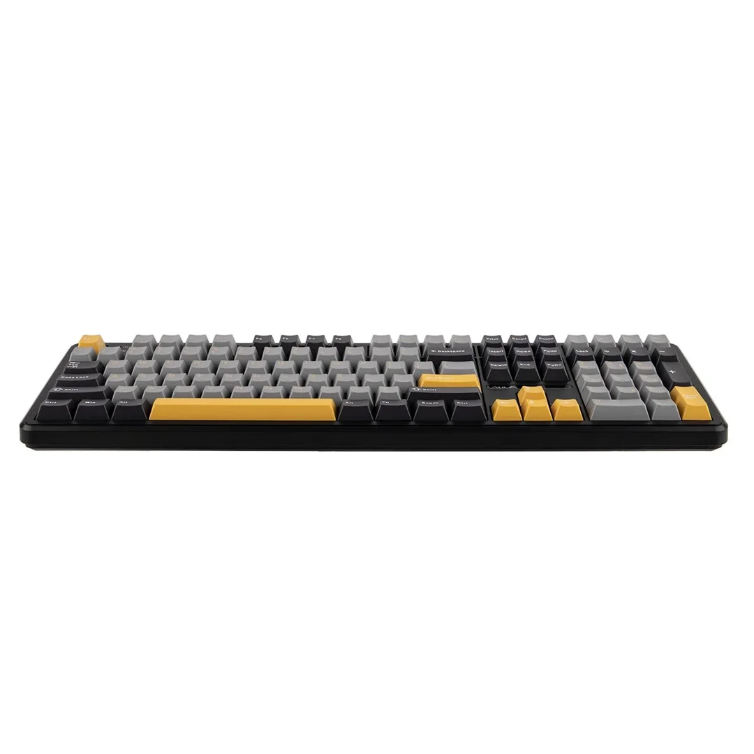 F108 Gray+Orange+Deep Gray Gasket Keyboard with Volcano RGB Switches – AULA - Image 4