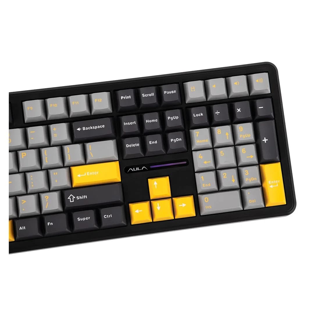 F108 Gray+Orange+Deep Gray Gasket Keyboard with Volcano RGB Switches – AULA - Image 6