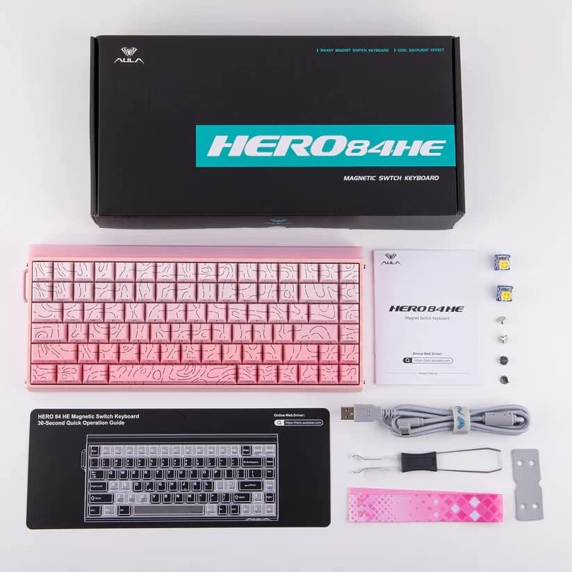 HERO84 HE PINK+Gradient+Contour Dragon King RGB AULA gasket keyboard - Image 15