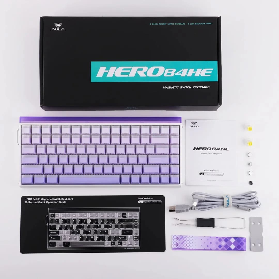 HERO84 HE White+Purple+Gradient+LIGHT JadeKing RGB AULA gasket keyboard - Image 7