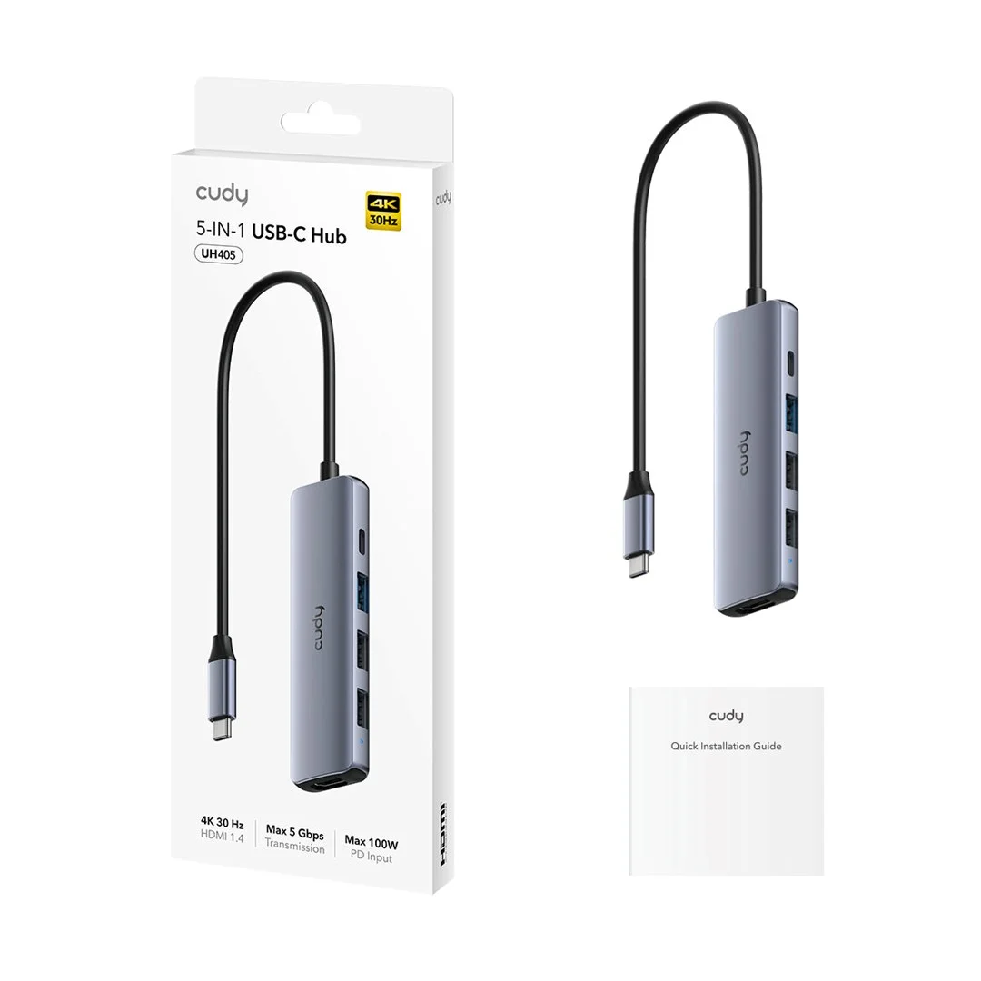 CUDY UH405 5-IN-1 USB-C Hub with HDMI 4K - Image 1