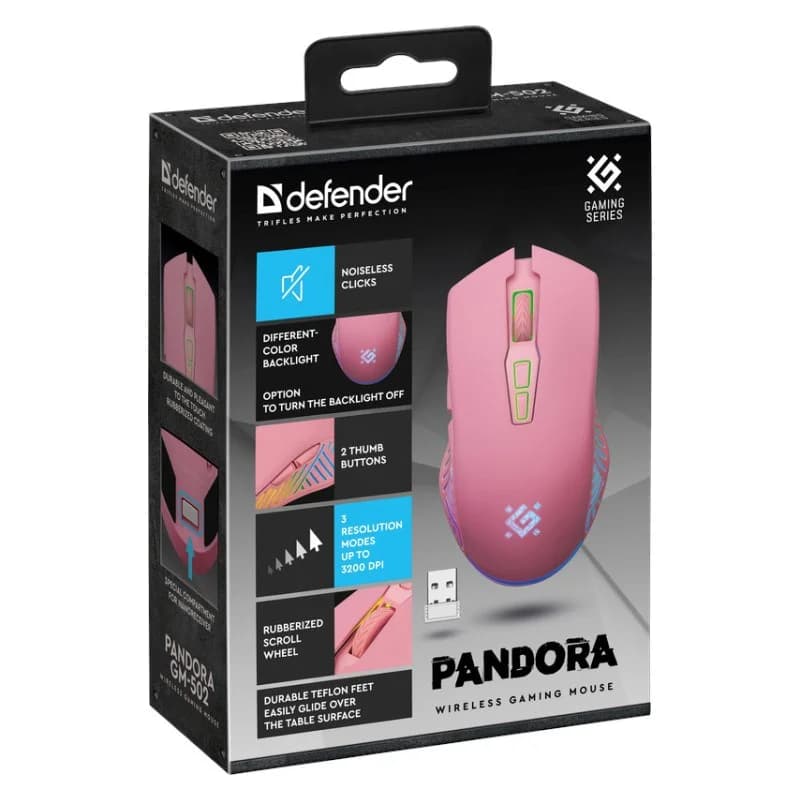 WIRELESS MOUSE DEFENDER PANDORA RF PINK 3200dpi 7P - Image 5