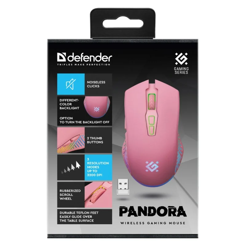 WIRELESS MOUSE DEFENDER PANDORA RF PINK 3200dpi 7P - Image 6