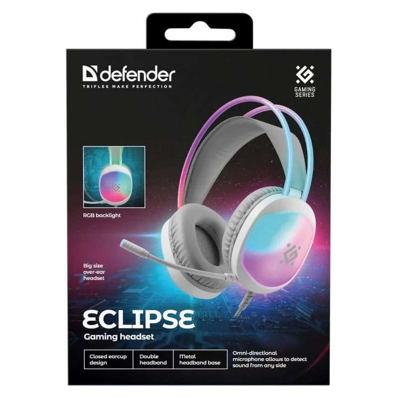 HEADPHONES DEFENDER ECLIPSE RGB WHITE - Image 12