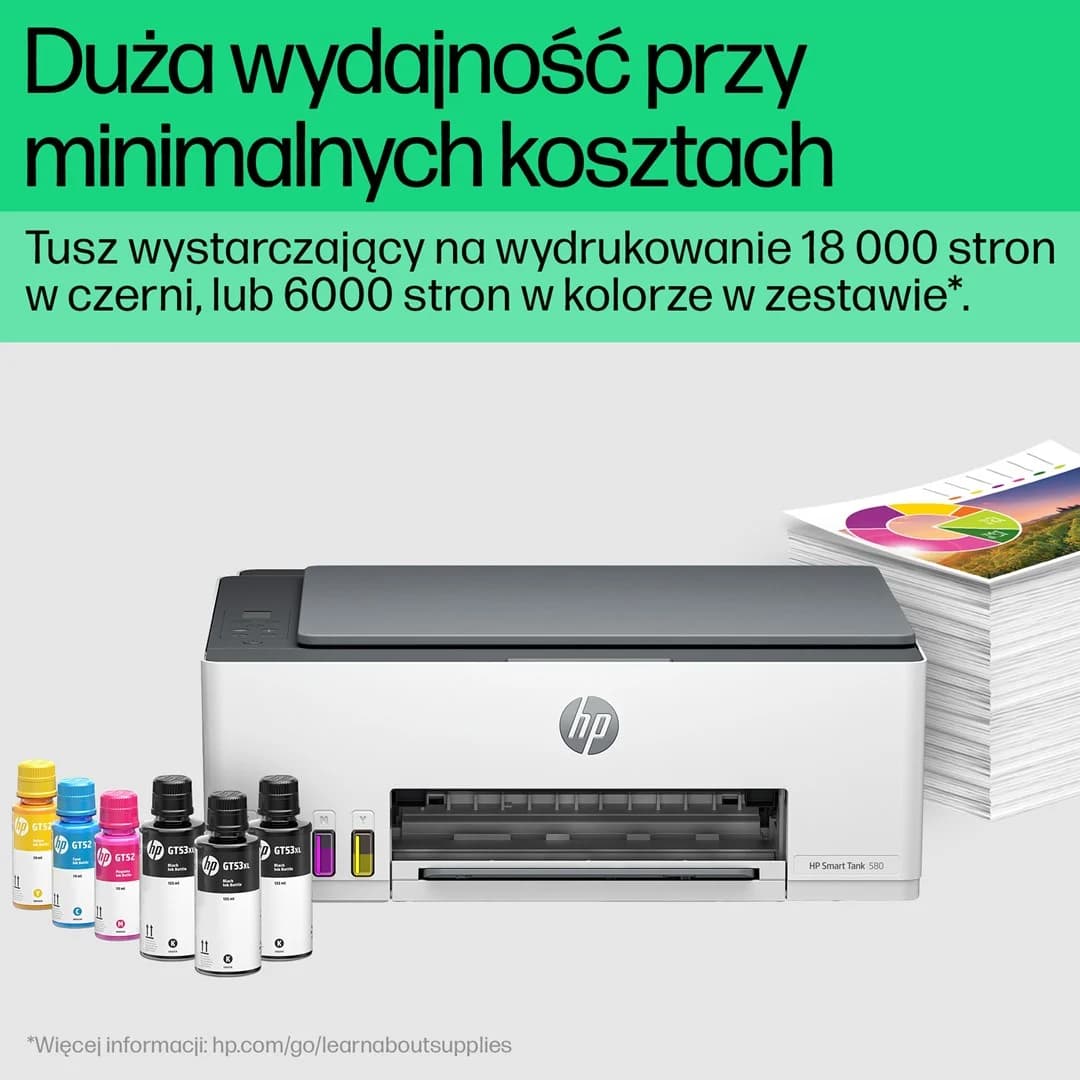 HP Smart Tank 580 All-in-One Printer, Home and home office, Print, copy, scan, Wireless; High-volume printer tank; Print from phone or tablet; Scan to PDF - Image 9